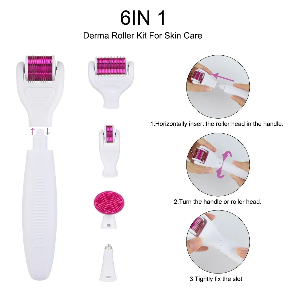 6 in 1 Derma Roller Cosmetic Microneedle Kit